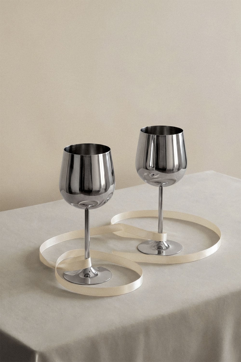 Pack of 2 wine glasses 45 cl in stainless steel Vinirla, gallery image 1