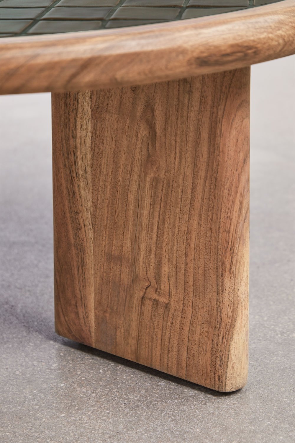 Round coffee table Ø80 cm in tiles and acacia wood Aitana, gallery image 5