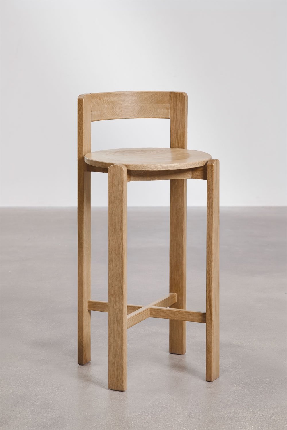 Noreli oak wood high stool, gallery image 3