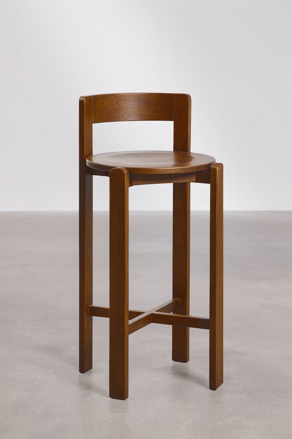 Noreli oak wood high stool, gallery image 3