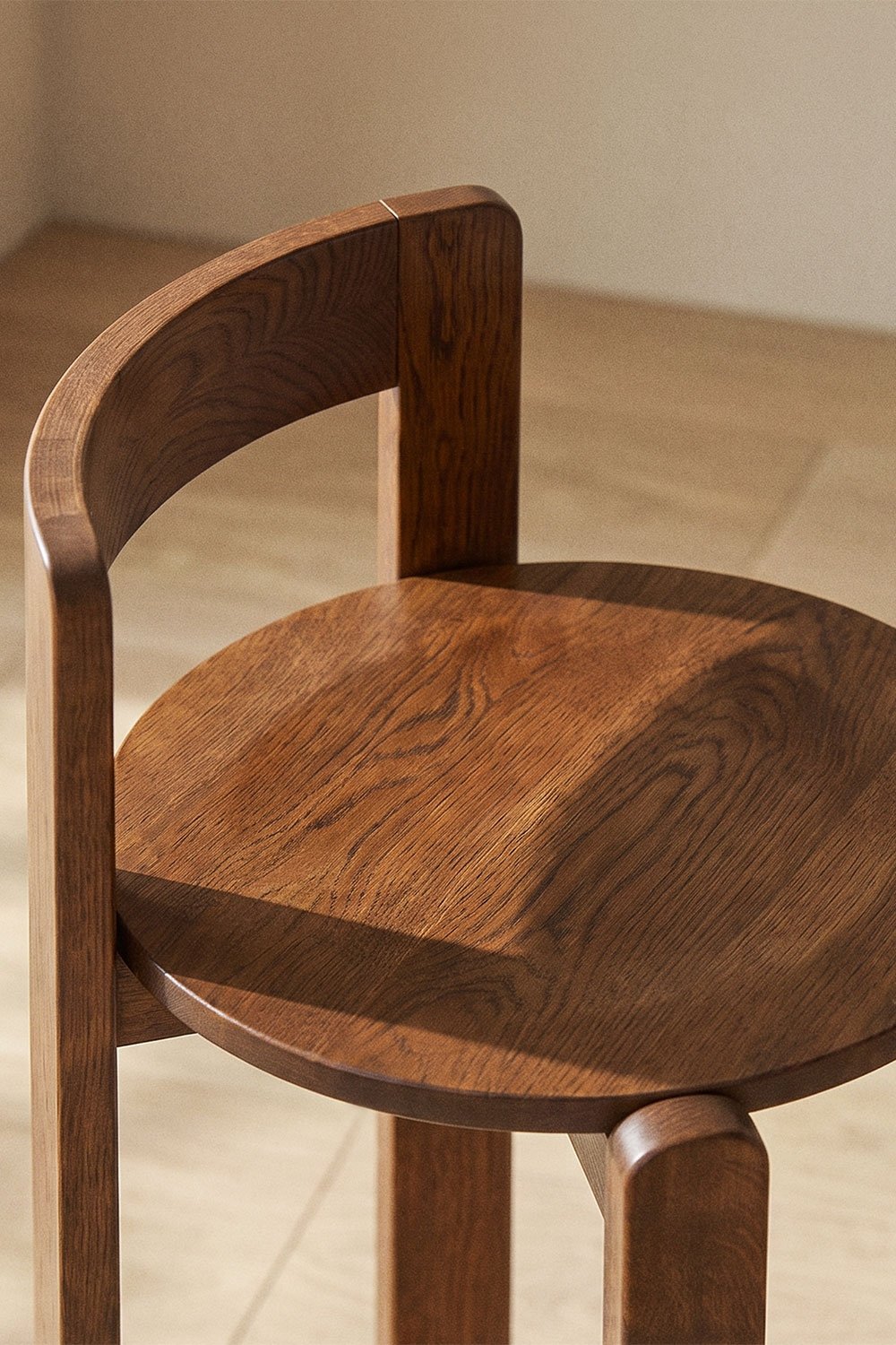 Noreli oak wood high stool, gallery image 2