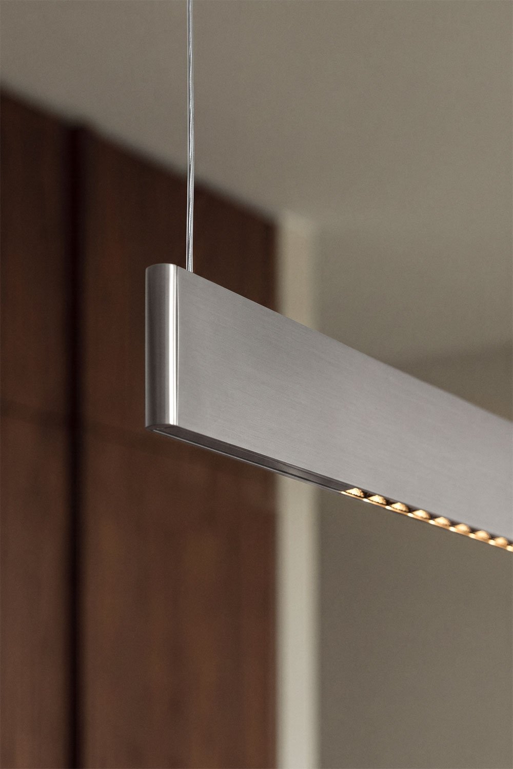 LED 120 cm linear pendant ceiling lamp with indirect light in aluminum Maulenis, gallery image 2
