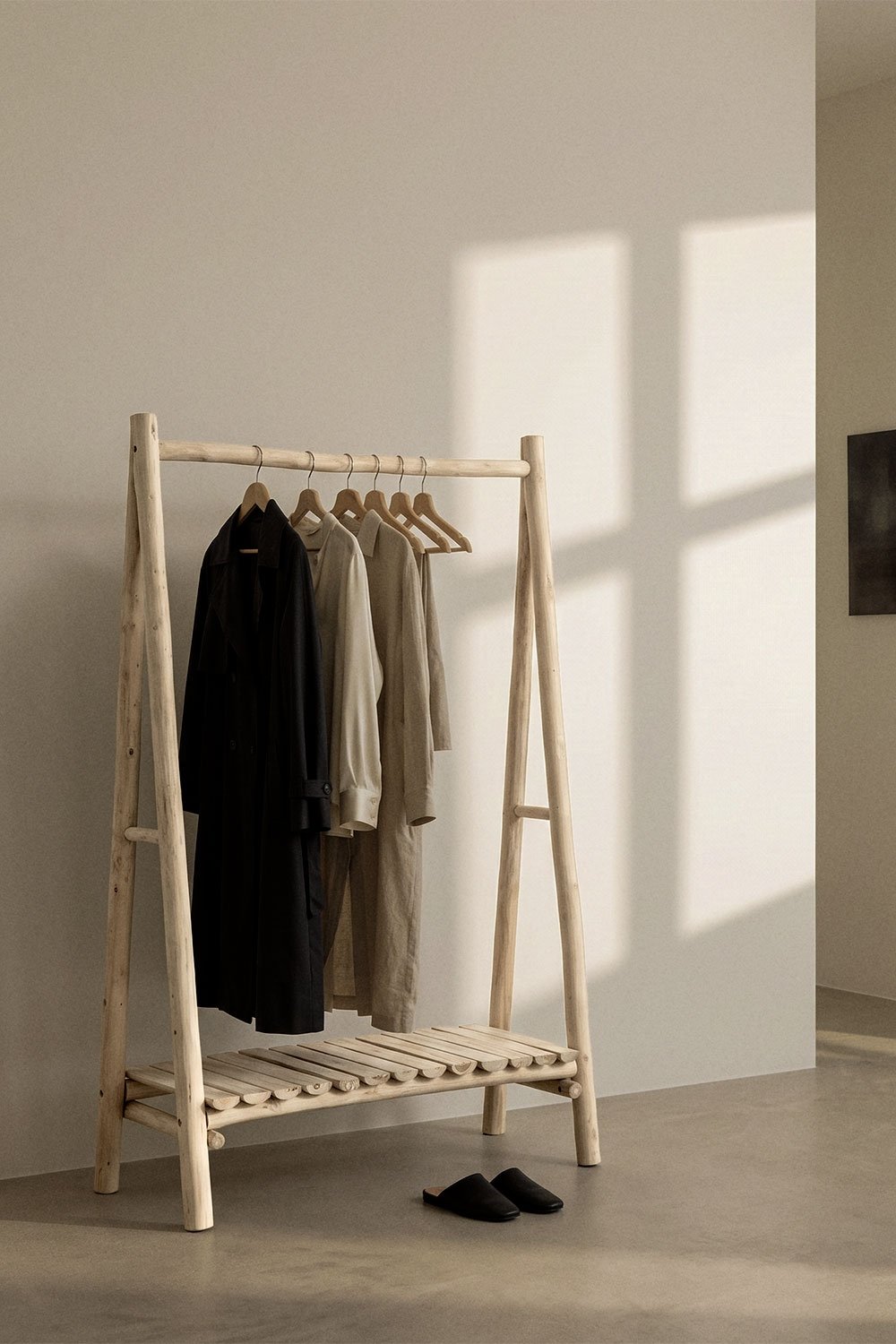 Fadyla teak wood coat rack, gallery image 1