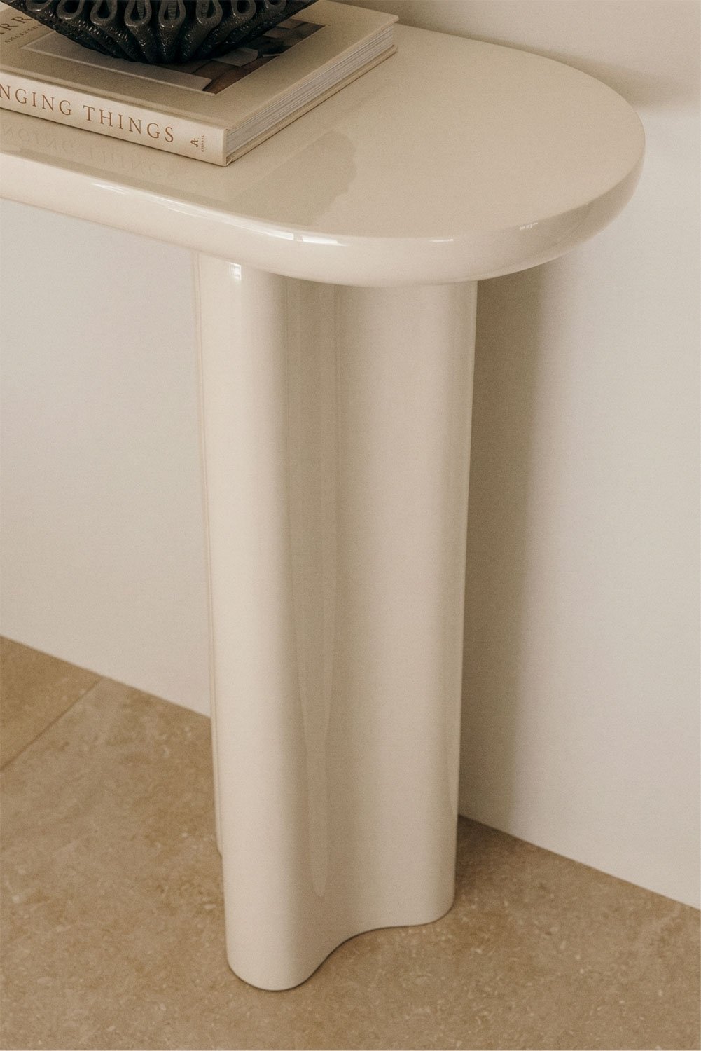 Oval 120x35 cm MDF Breoniz hallway console table, gallery image 2