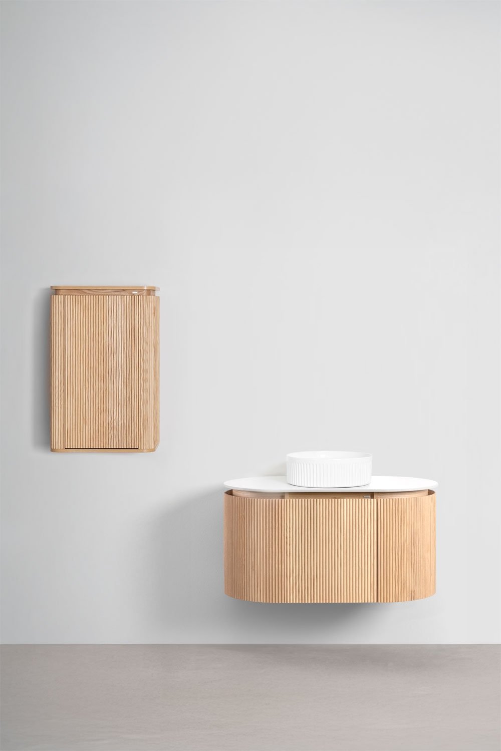 Suspended bathroom furniture set 90x50 cm in Carsone wood, gallery image 2