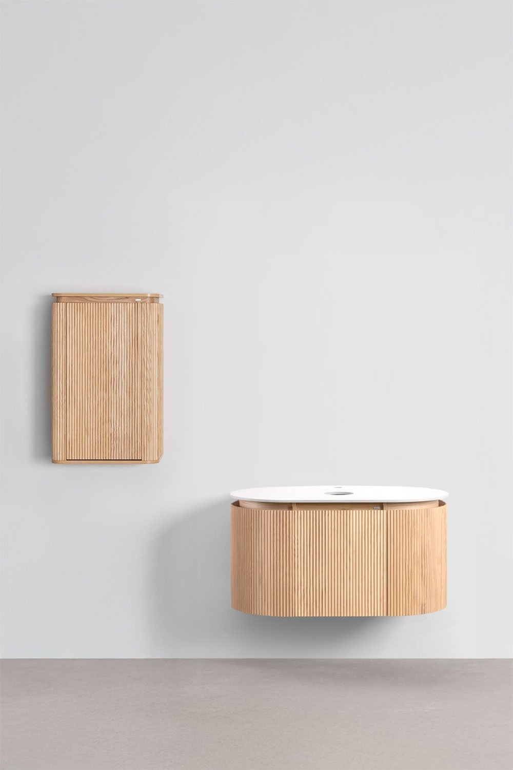 Suspended bathroom furniture set 90x50 cm in Carsone wood, gallery image 2
