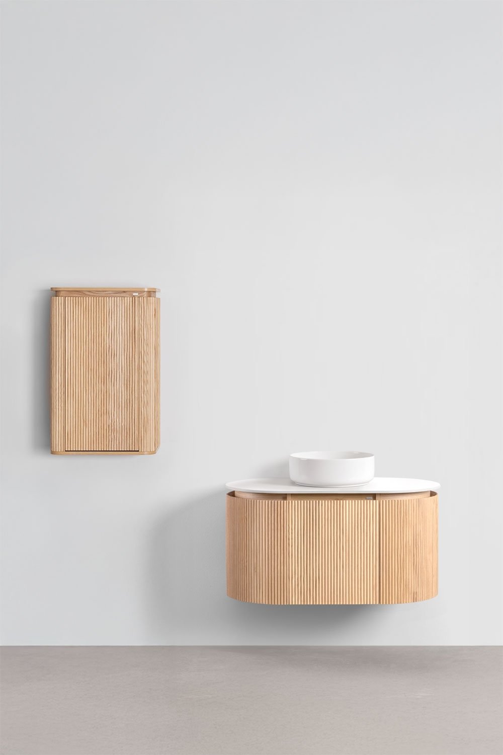 Suspended bathroom furniture set 90x50 cm in Carsone wood, gallery image 2