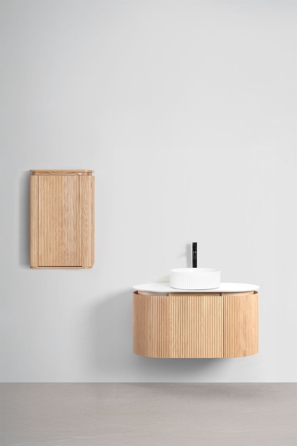 Suspended bathroom furniture set 90x50 cm in Carsone wood, gallery image 2