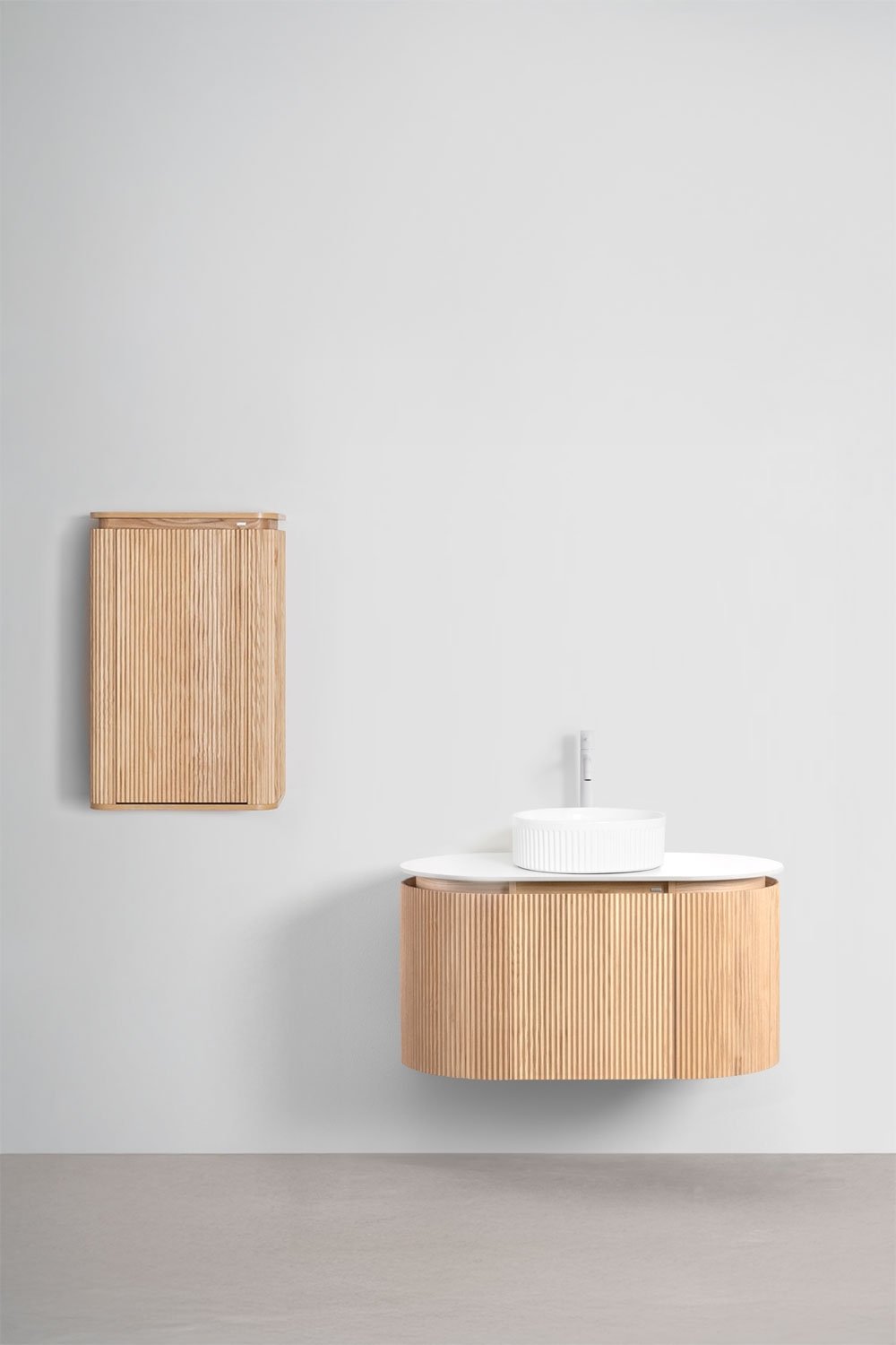 Suspended bathroom furniture set 90x50 cm in Carsone wood, gallery image 2