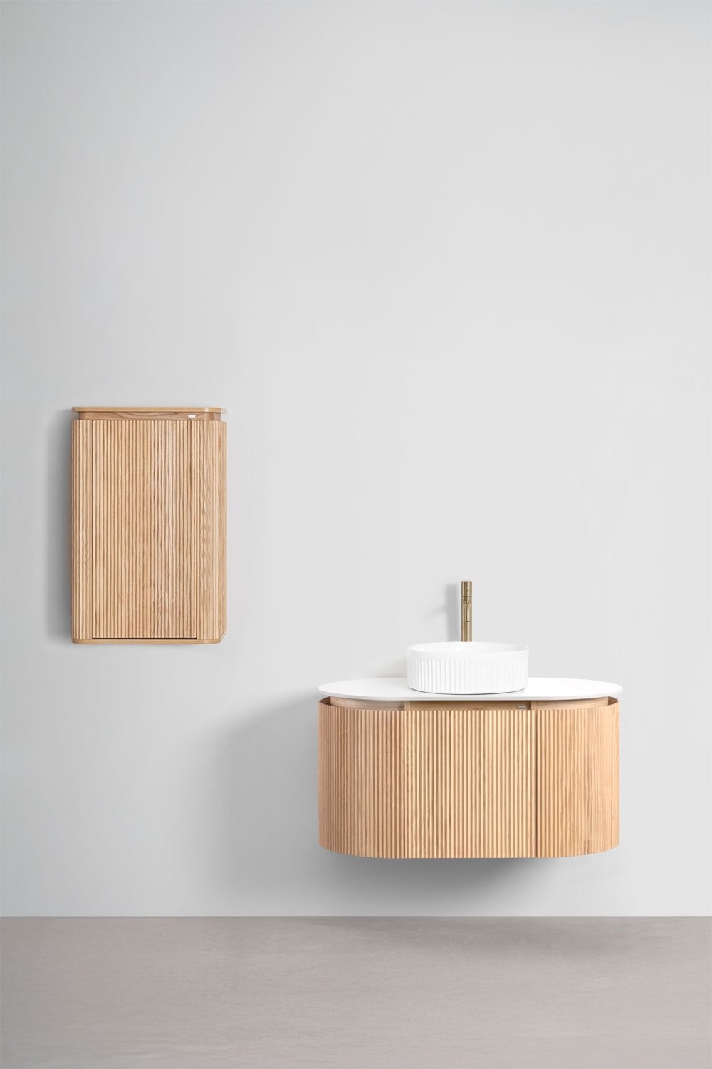 Suspended bathroom furniture set 90x50 cm in Carsone wood, gallery image 2