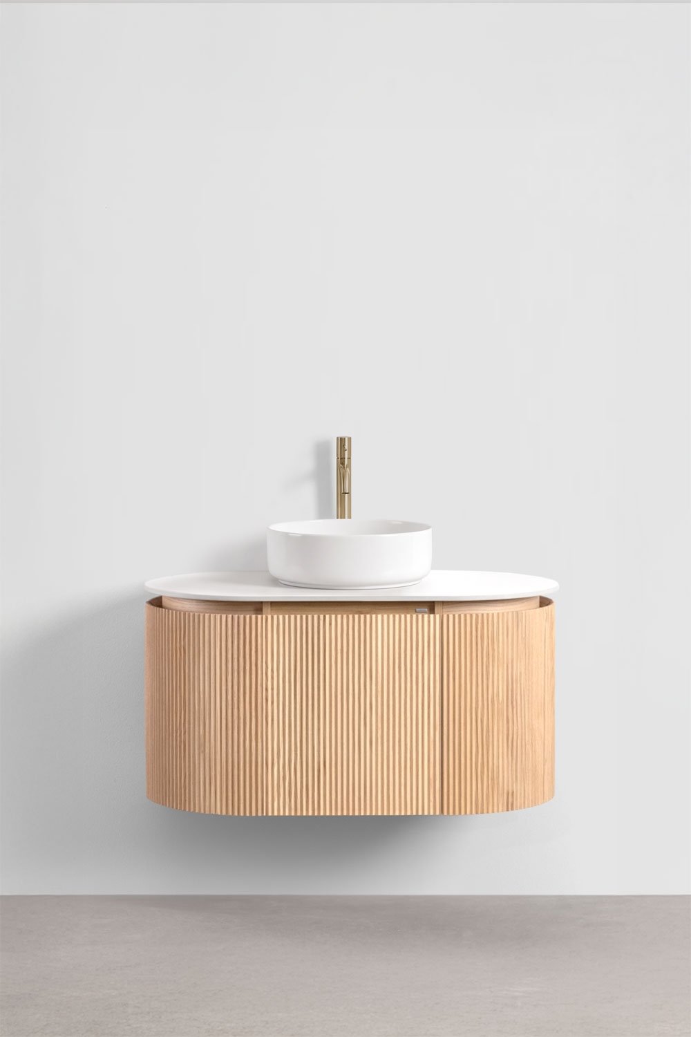 Suspended bathroom furniture set 90x50 cm in Carsone wood, gallery image 2