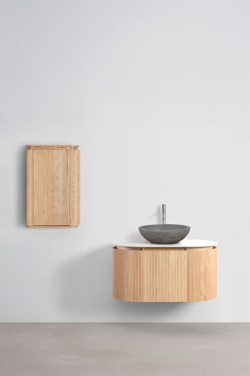Suspended bathroom furniture set 90x50 cm in Carsone wood, gallery image 2