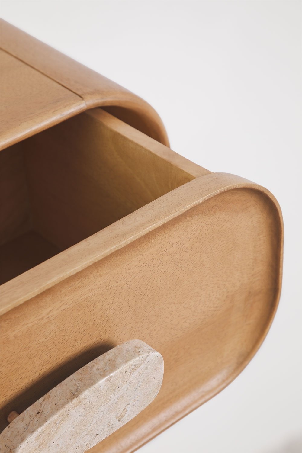 Floating nightstand 50x35 cm in mango wood and natural stone Kivalina, gallery image 5