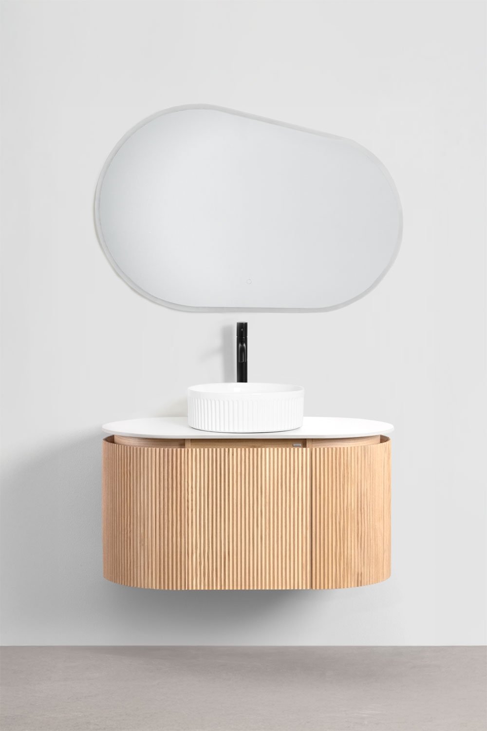 Suspended bathroom furniture set 90x50 cm in Carsone wood, gallery image 2