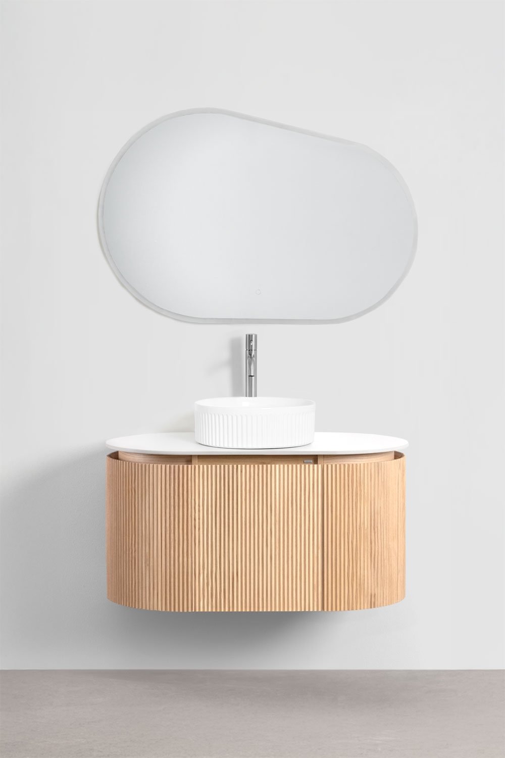 Suspended bathroom furniture set 90x50 cm in Carsone wood, gallery image 2