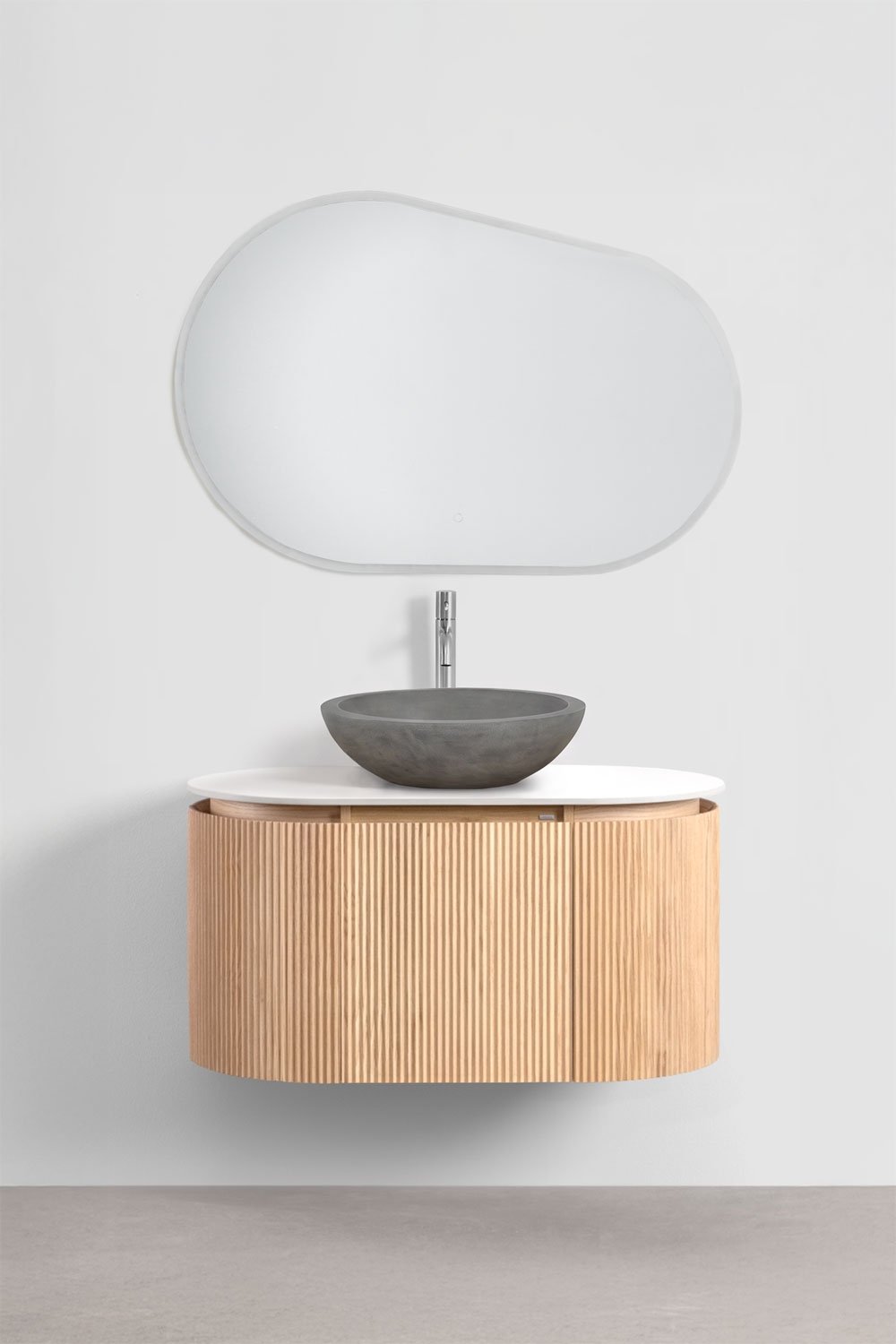 Suspended bathroom furniture set 90x50 cm in Carsone wood, gallery image 2