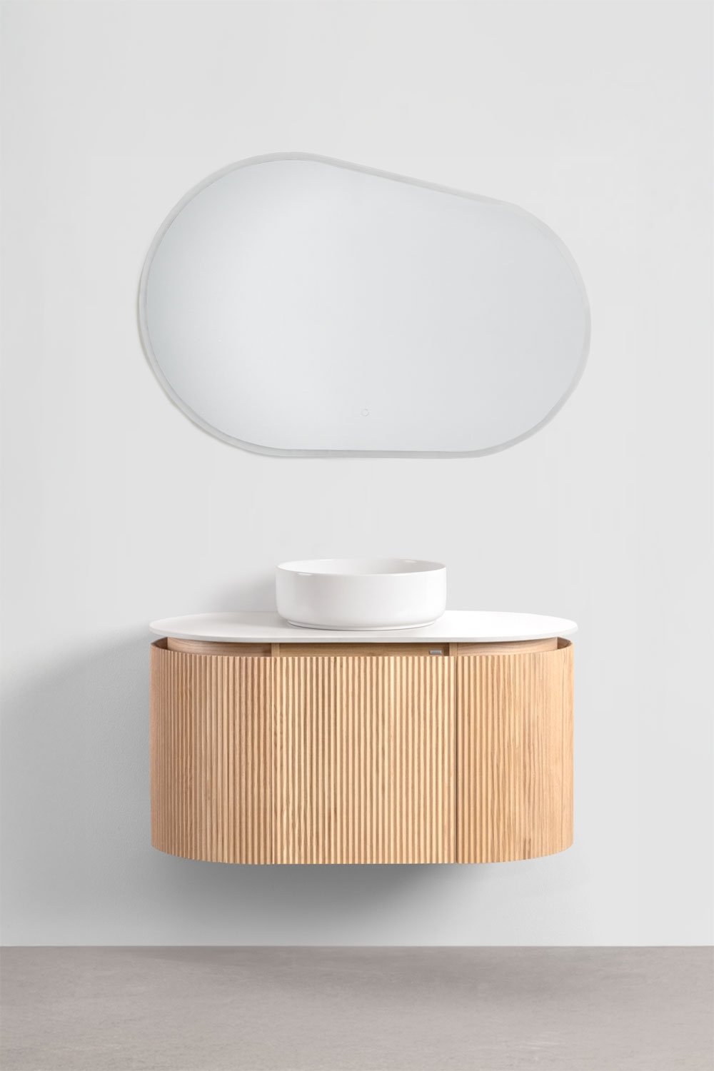 Suspended bathroom furniture set 90x50 cm in Carsone wood, gallery image 2