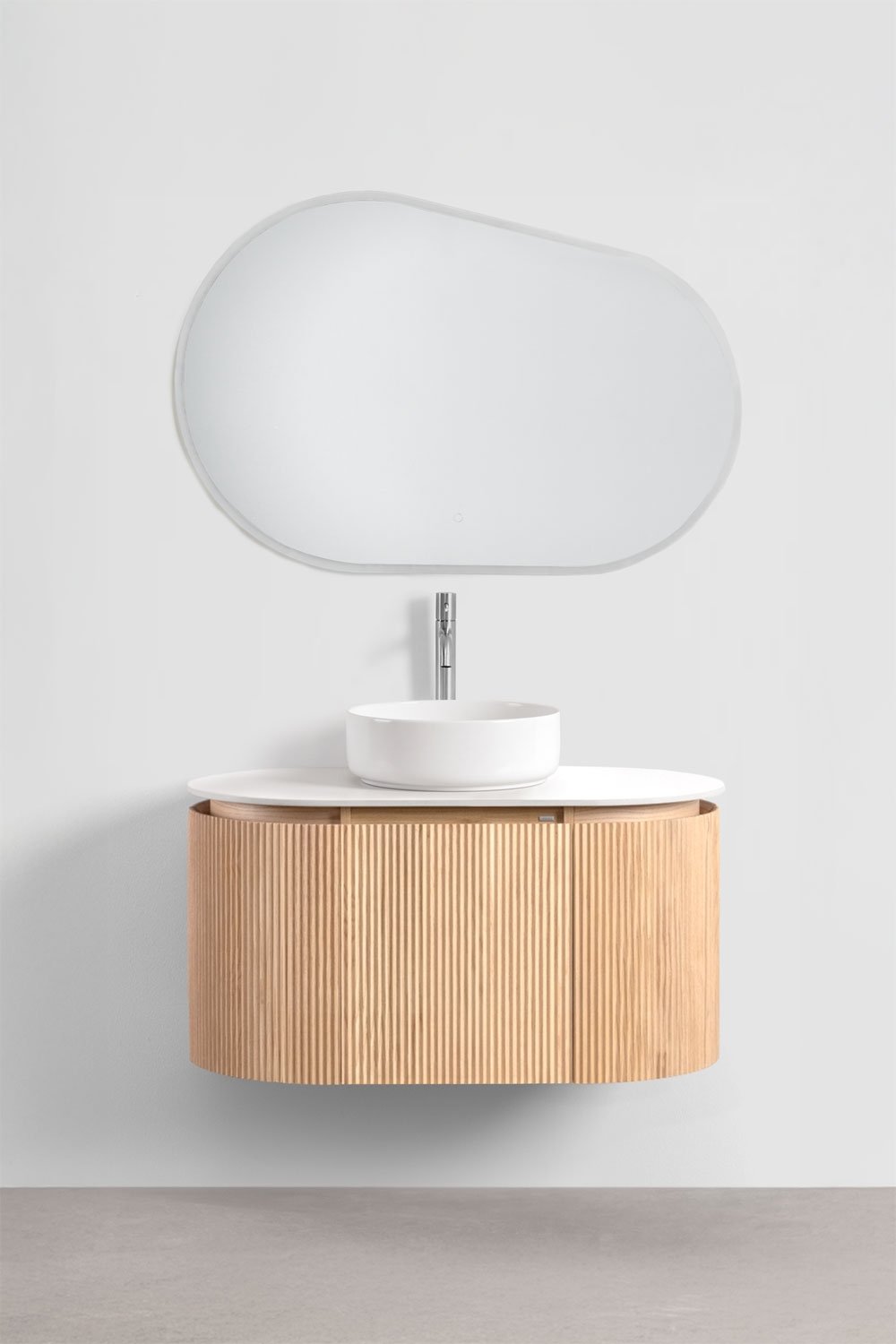 Suspended bathroom furniture set 90x50 cm in Carsone wood, gallery image 2