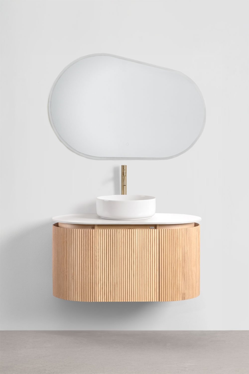Suspended bathroom furniture set 90x50 cm in Carsone wood, gallery image 2