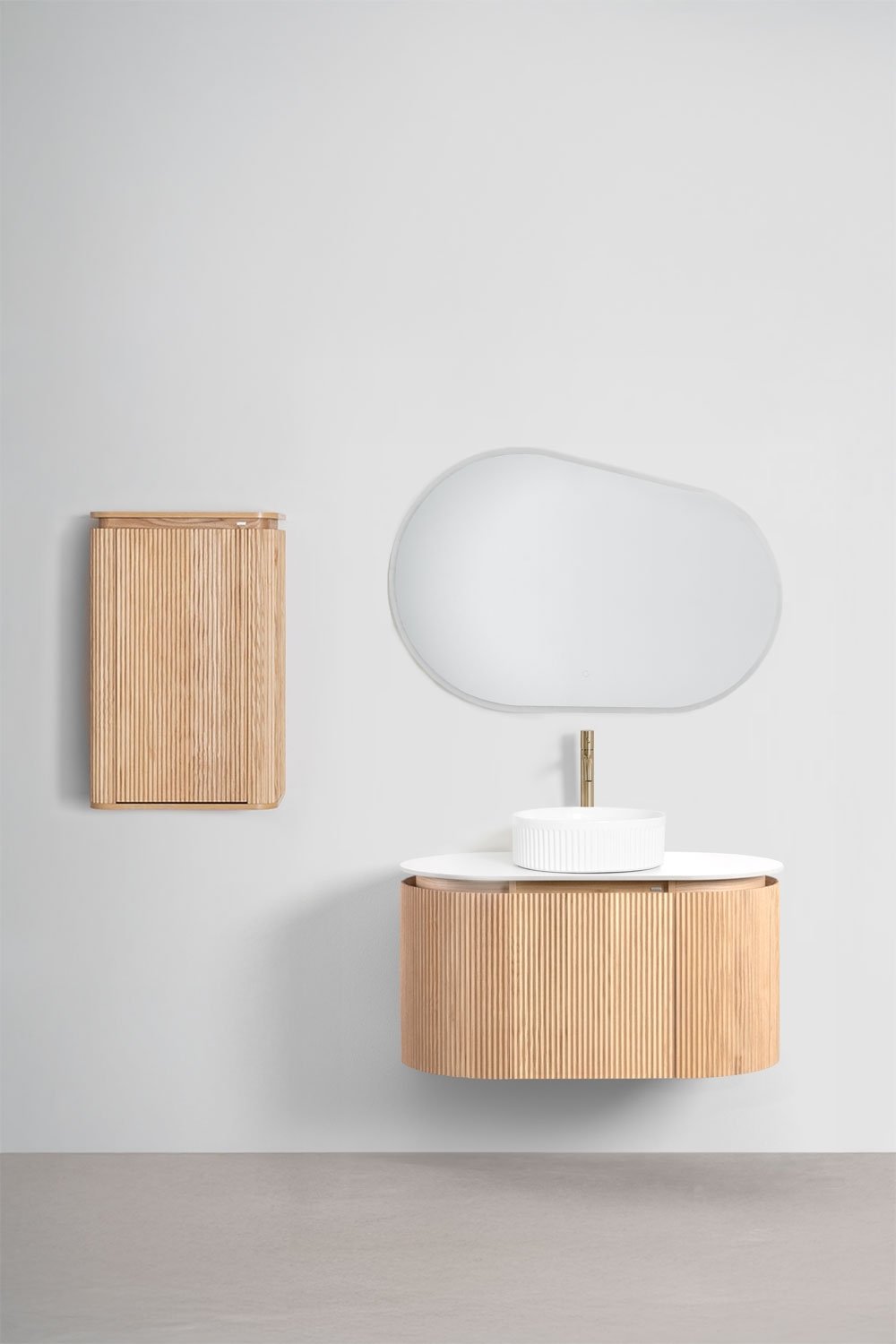 Suspended bathroom furniture set 90x50 cm in Carsone wood, gallery image 2