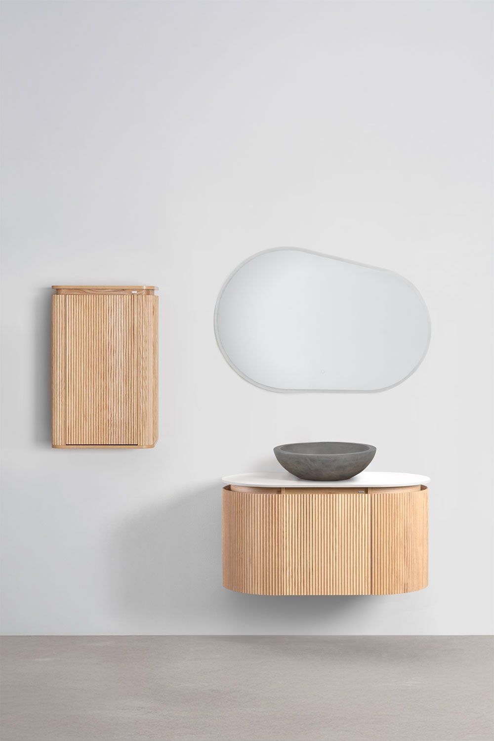 Suspended bathroom furniture set 90x50 cm in Carsone wood, gallery image 2