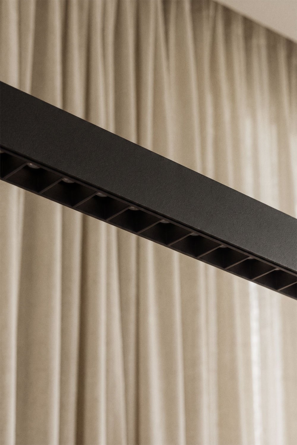 LED linear pendant ceiling lamp 120 cm with indirect light in aluminum Danile, gallery image 2