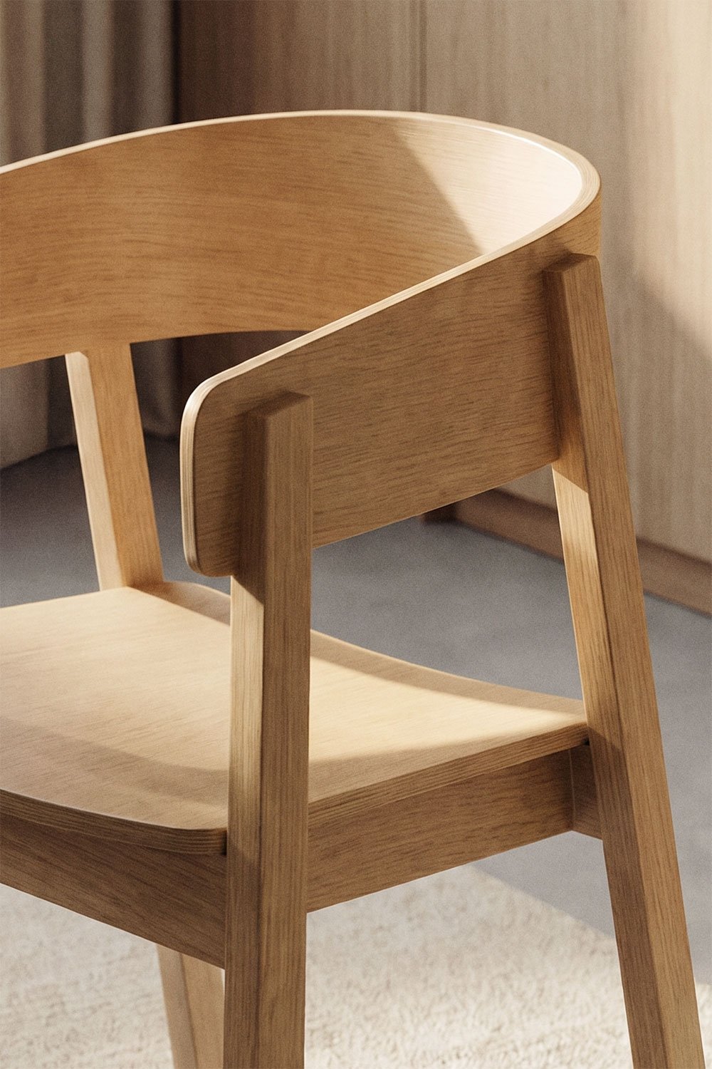 Pack of 2 dining chairs with armrests in oak wood Olsen, gallery image 2