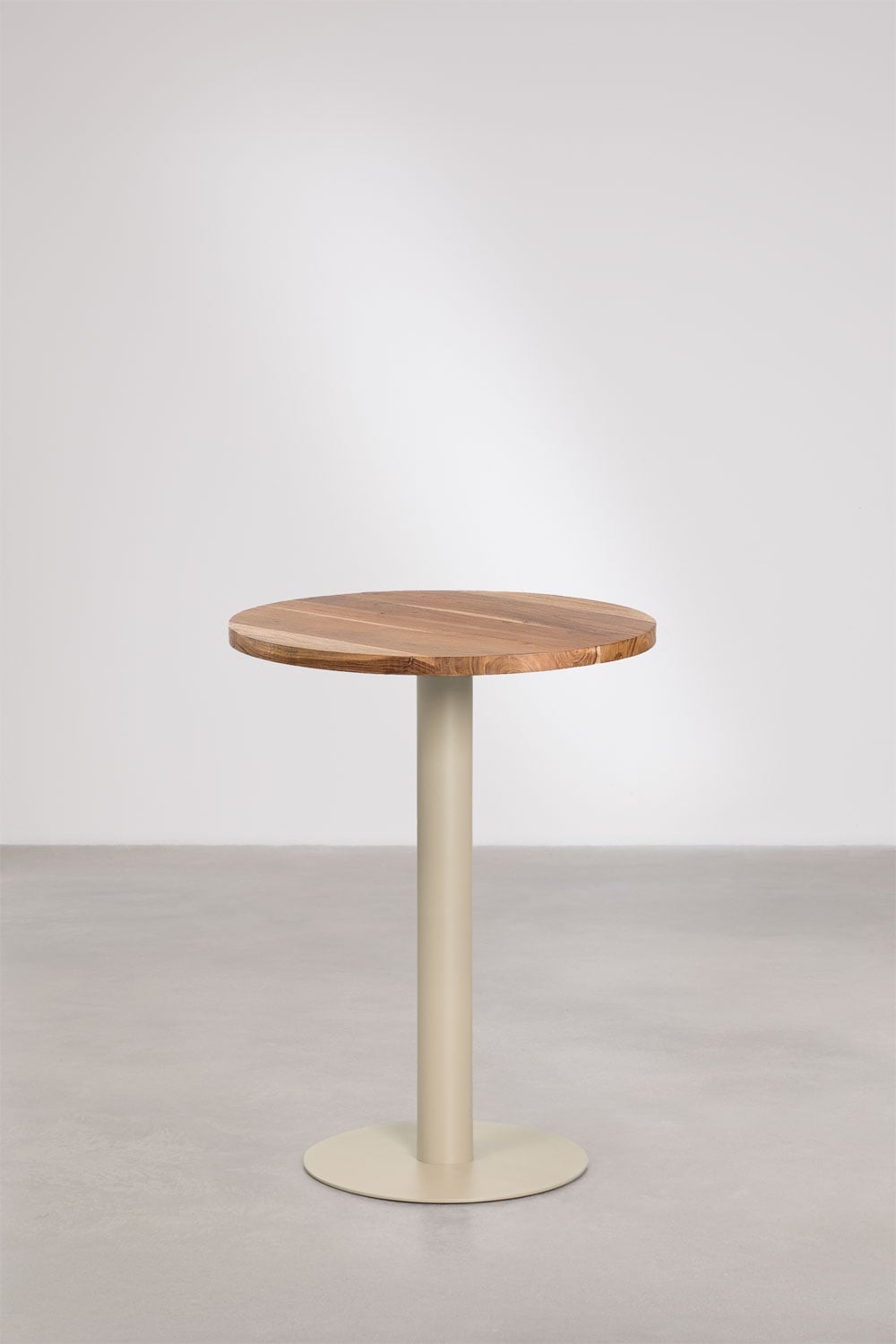 Round acacia wood Xiren bar table, gallery image 1