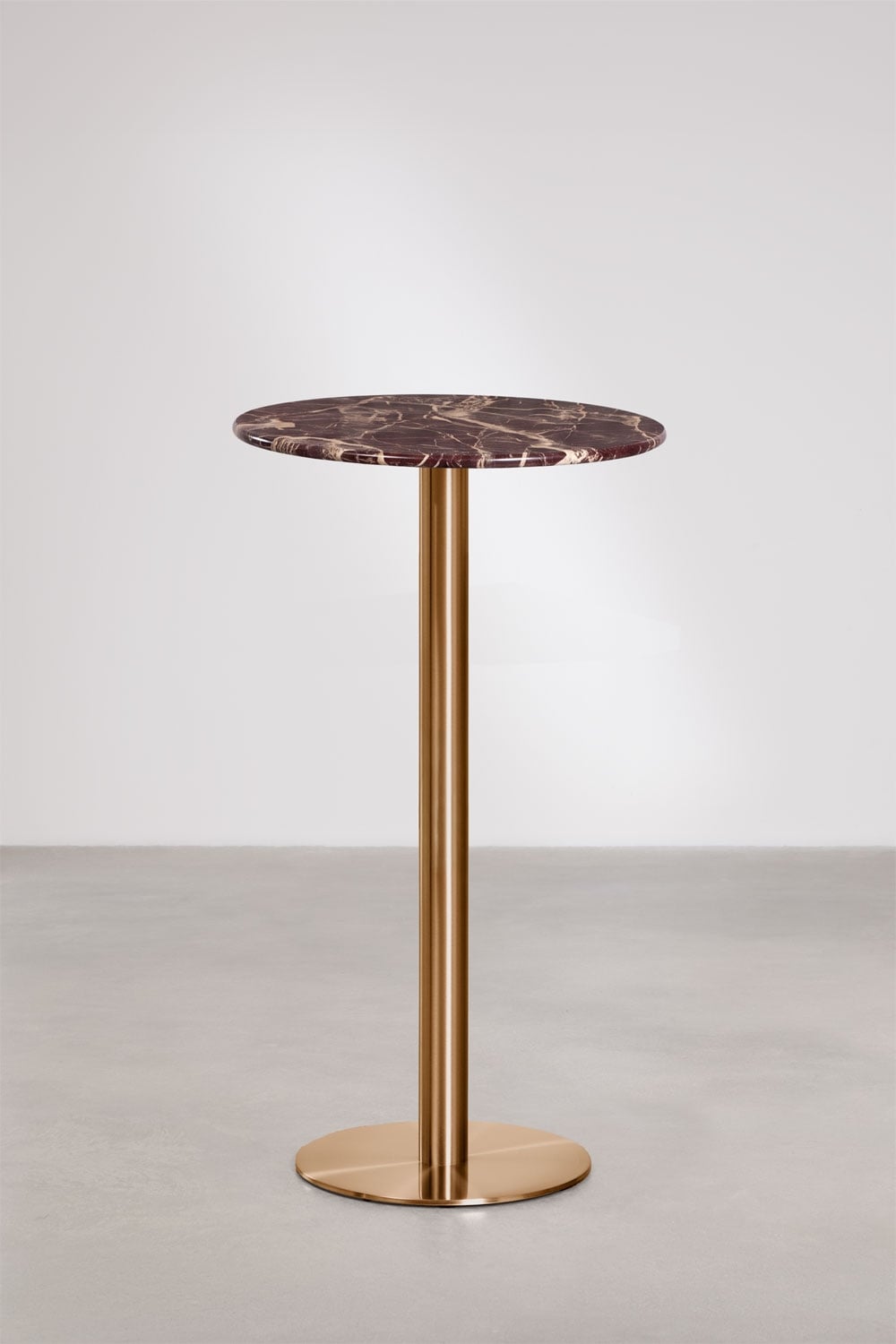 Round high bar table Ø60 cm in natural stone Xiren, gallery image 1
