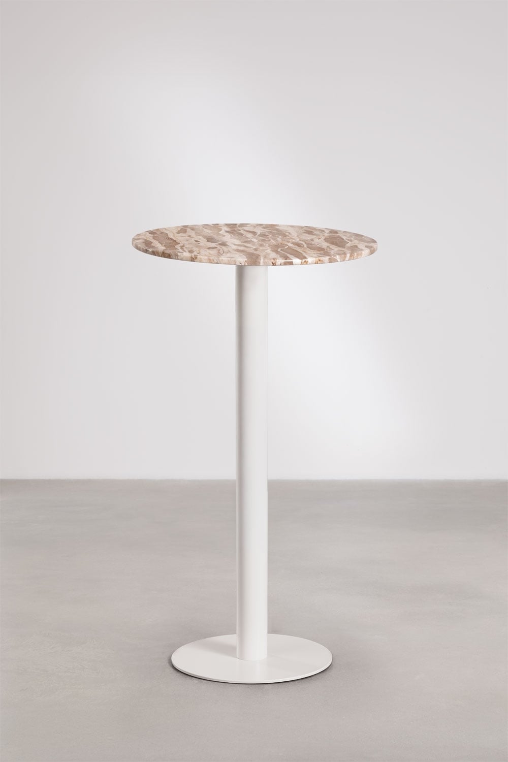 Round high bar table Ø60 cm in natural stone Xiren, gallery image 1