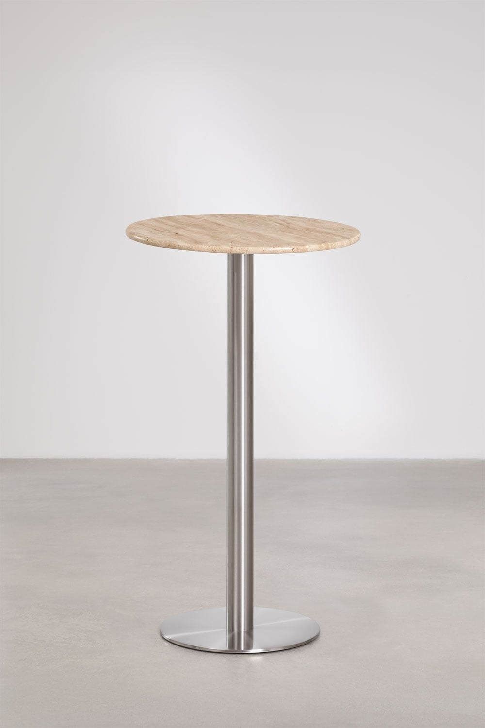 Round high bar table Ø60 cm in natural stone Xiren, gallery image 1