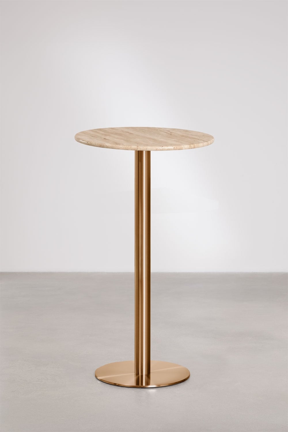 Round high bar table Ø60 cm in natural stone Xiren, gallery image 1