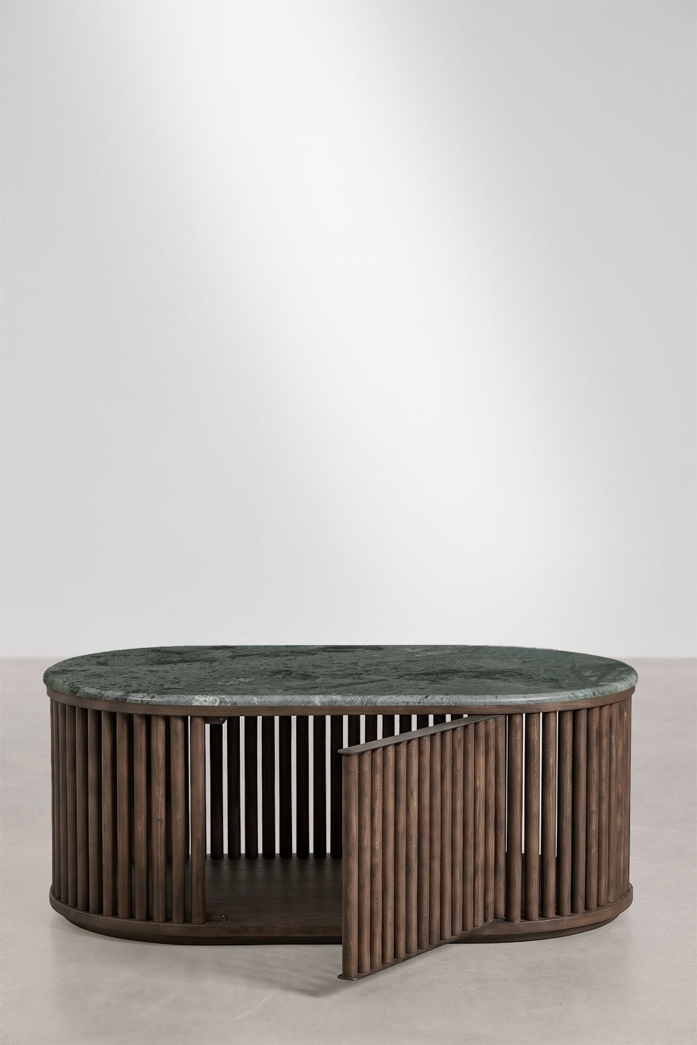 Oval coffee table 90x50 cm in mango wood and natural stone Talix, gallery image 5