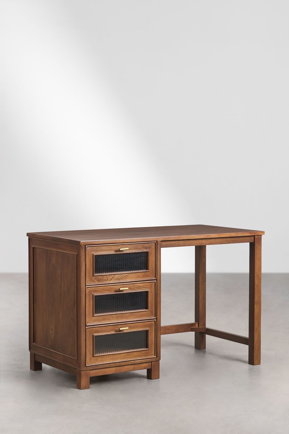 Ildara 120x60 cm desk in mango wood and glass, gallery image 3