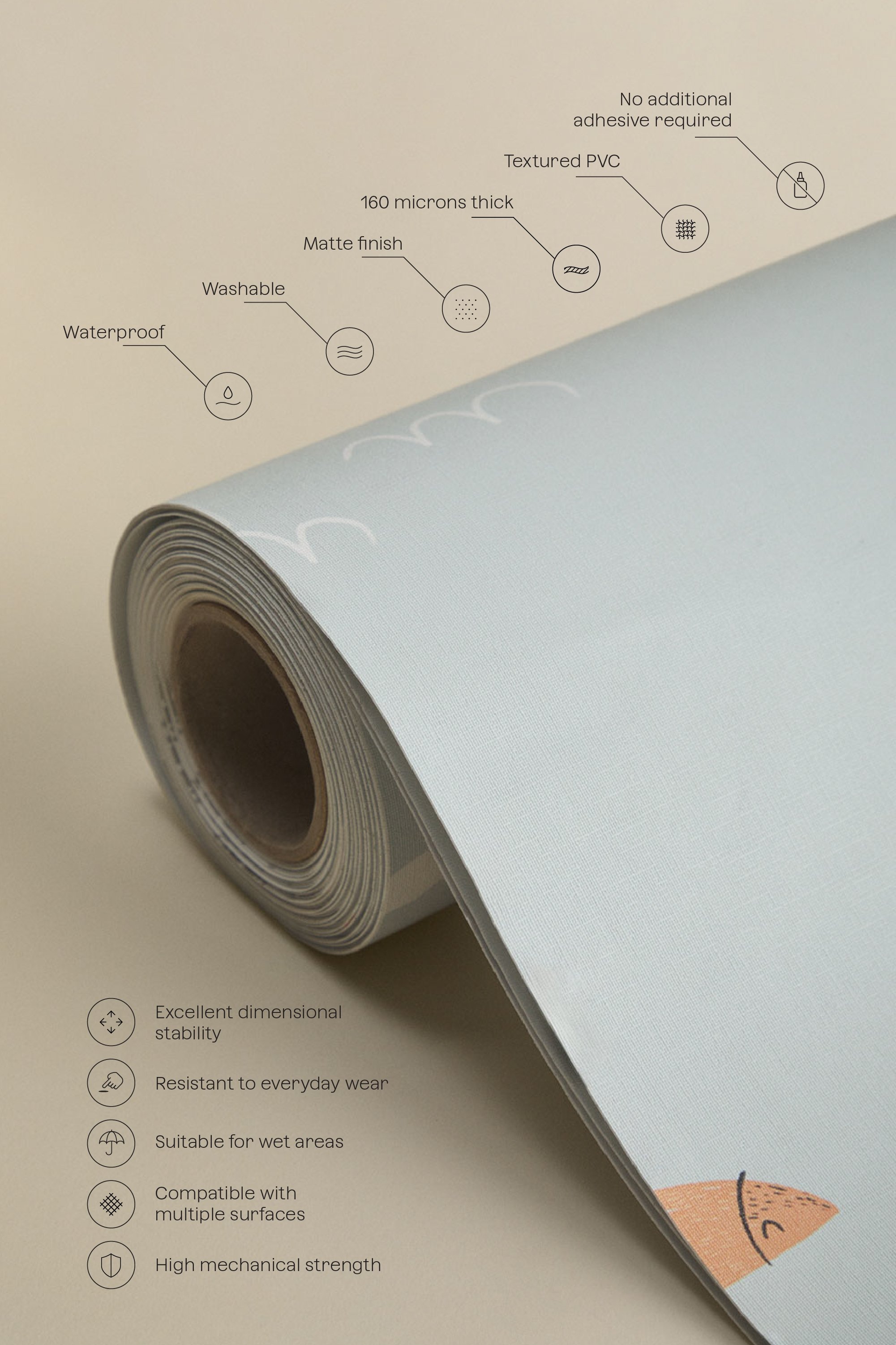 Sebrin self-adhesive wallpaper mural 260x320 cm in 5 strips, gallery image 5