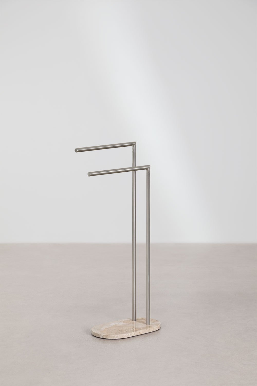 Eravni freestanding towel rack in natural stone and stainless steel, gallery image 3