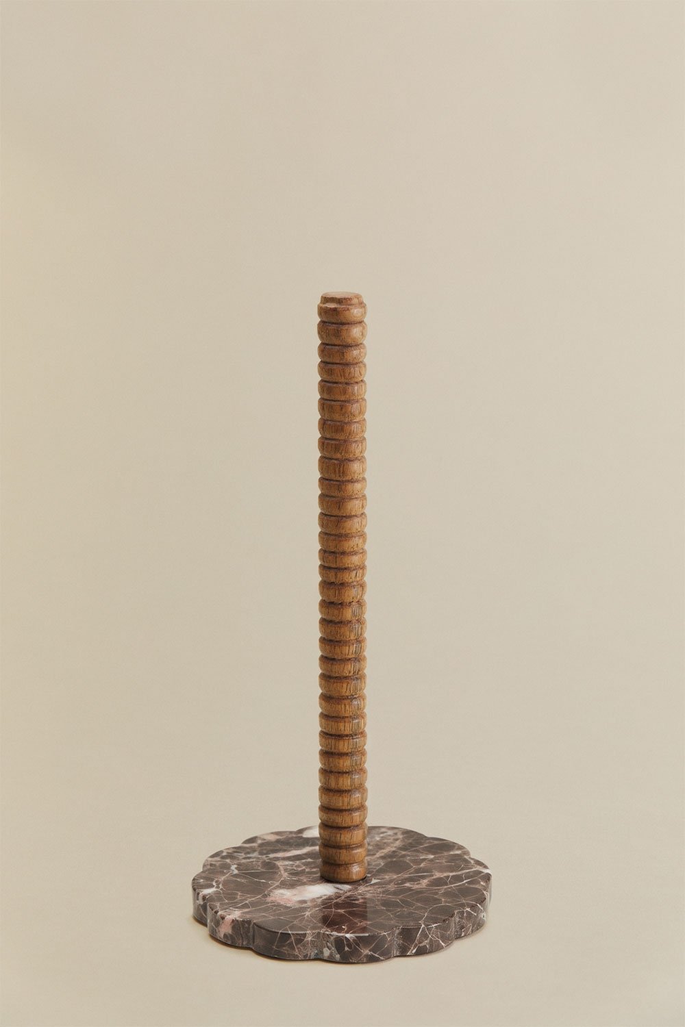 Acacia wood and marble kitchen paper towel holder Dazuni, gallery image 3