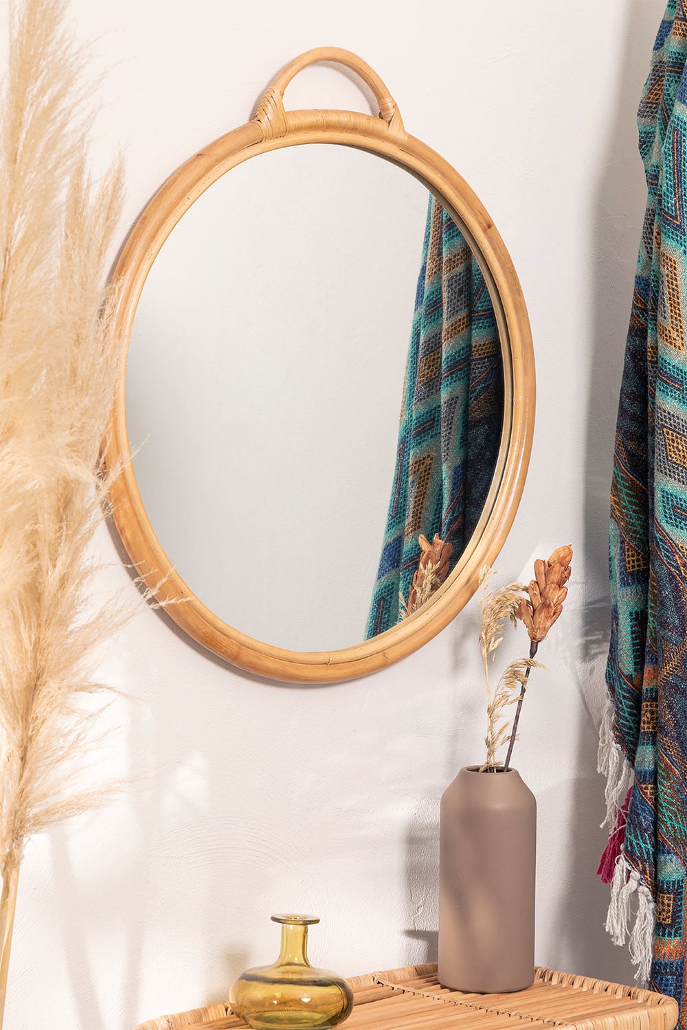 Round Rattan Wall Mirror Ø53.5 cm Daro, gallery image 6