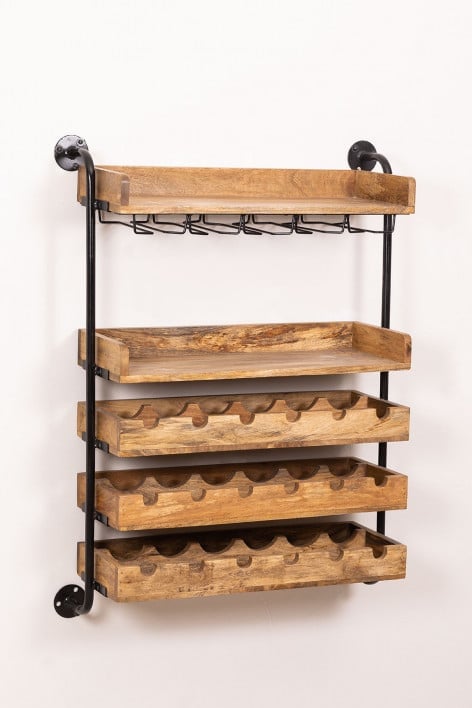 Wall-mounted wine rack for 18 bottles in wood Wenni Style