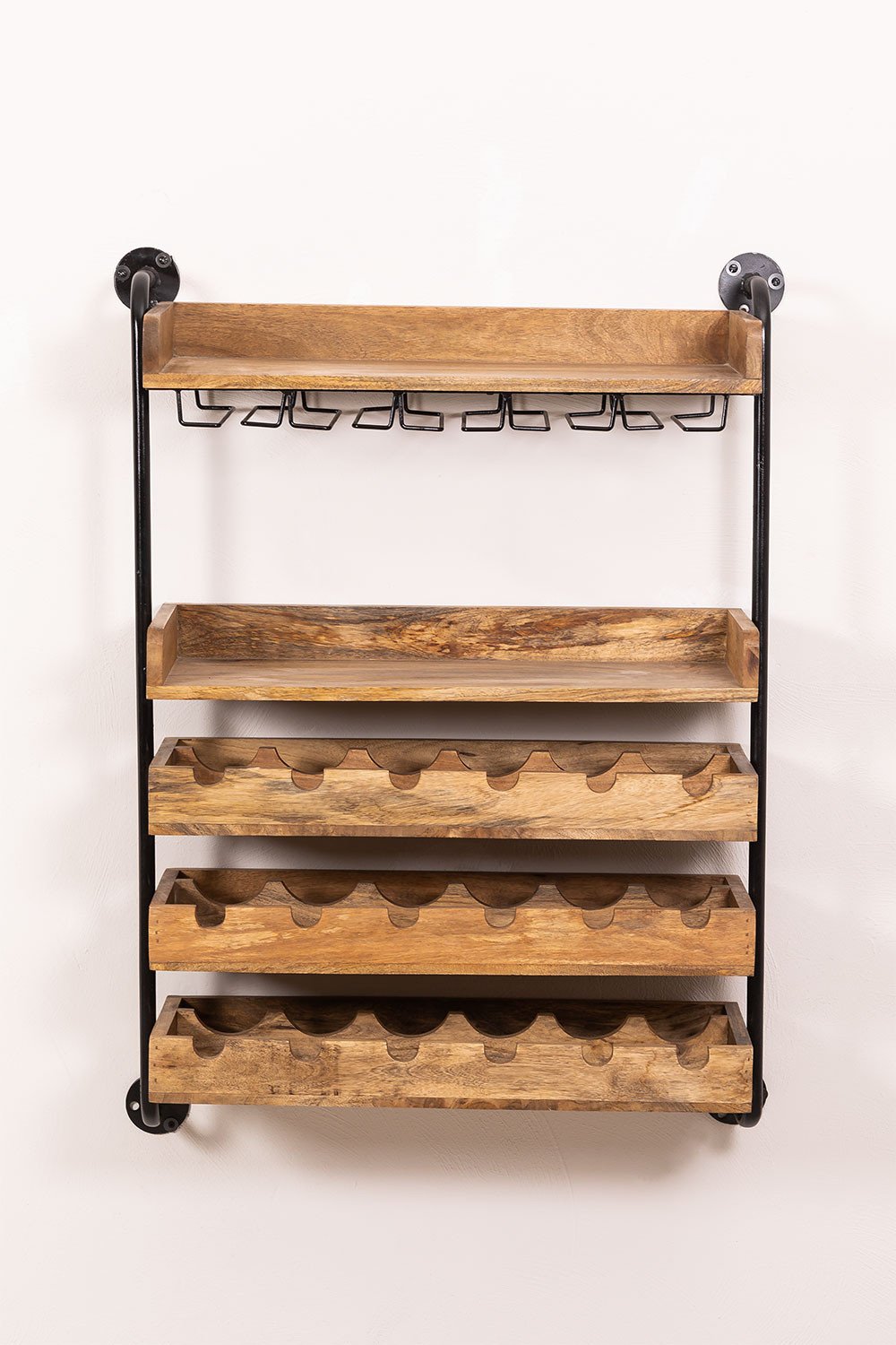 Wall-mounted wine rack for 18 bottles in wood Wenni Style, gallery image 2