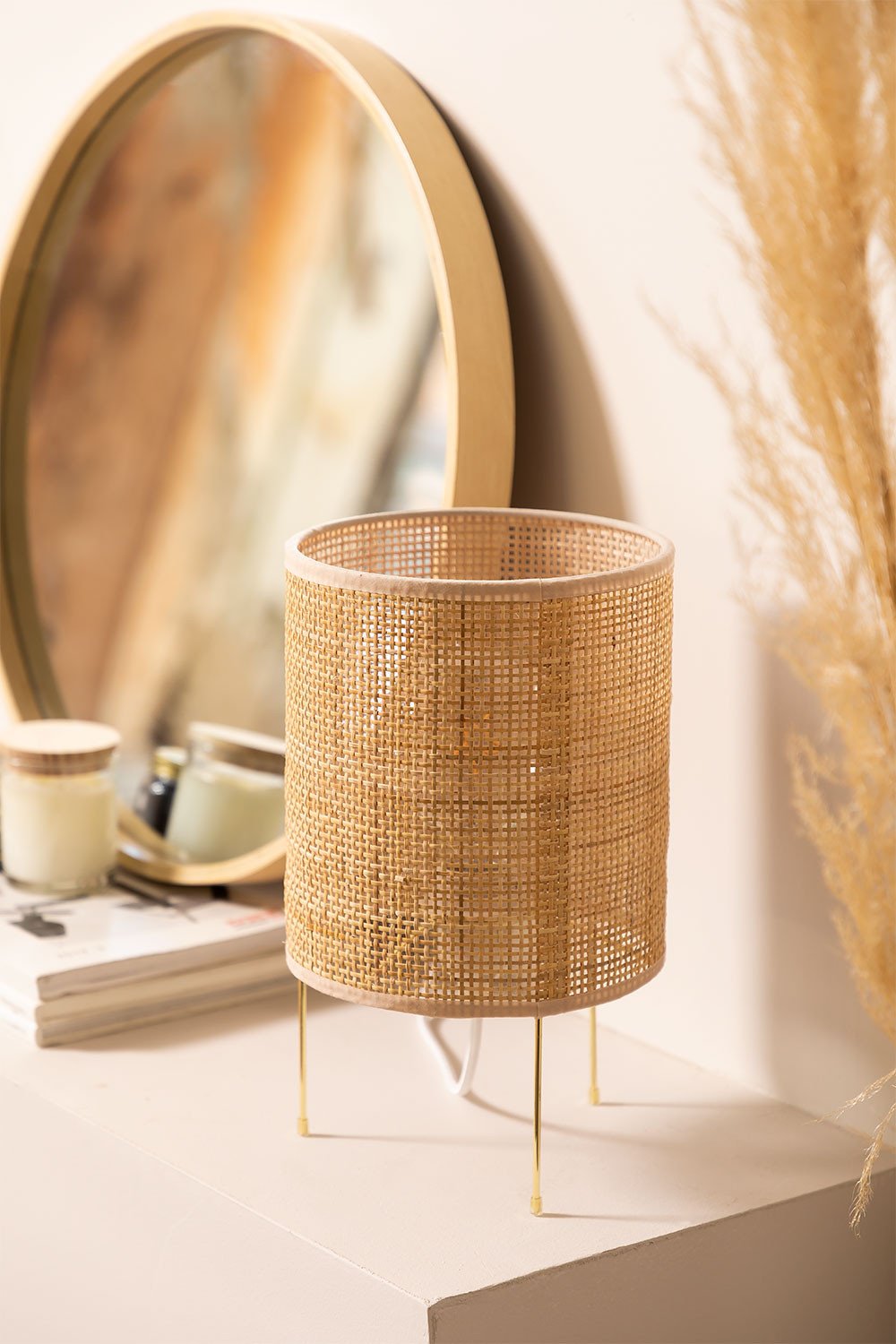 Rattan & Metal  Table Lamp Muit, gallery image 1