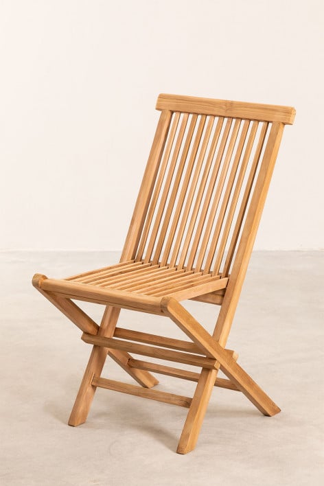 Pack 2 Foldable Garden Chairs in Teak Wood Pira
