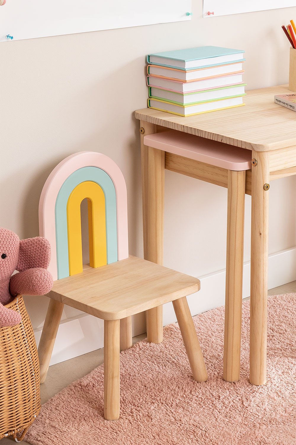 Childrens wood table and 2024 chairs