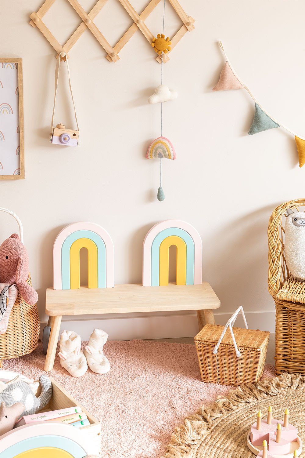 Wooden Bench Mini Rainbow Kids , gallery image 1